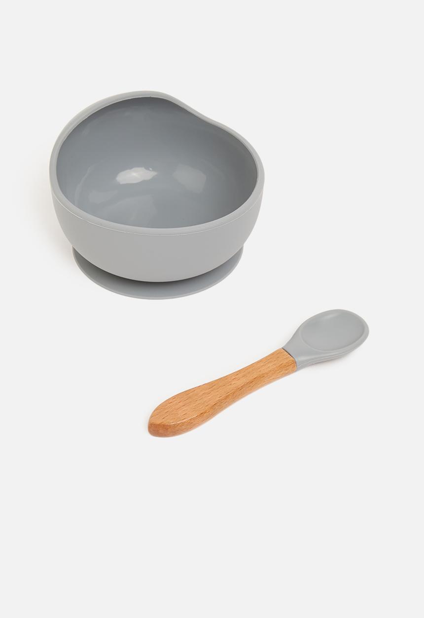 Sixth Floor - Silicone baby suction bowl and spoon - grey