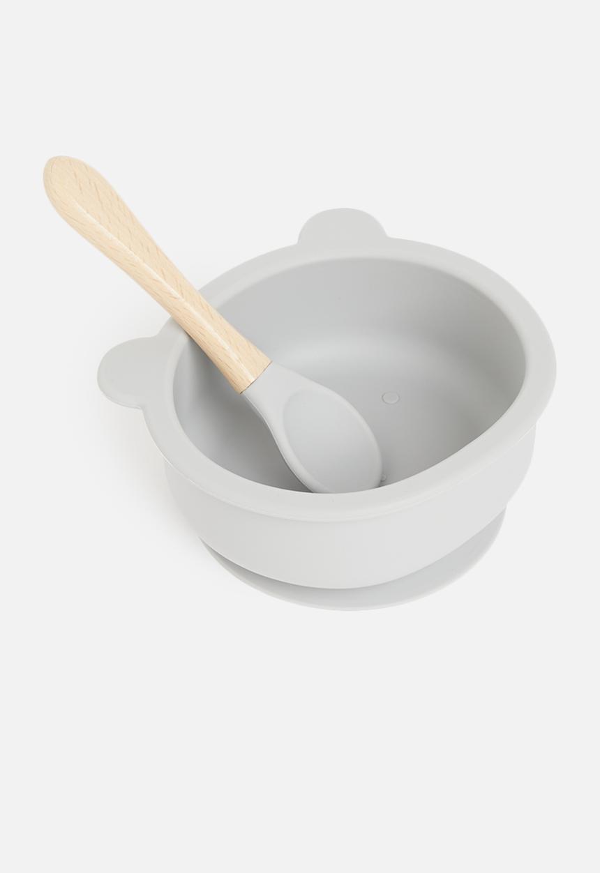Sixth Floor - Baby bear silicone suction bowl with spoon - grey