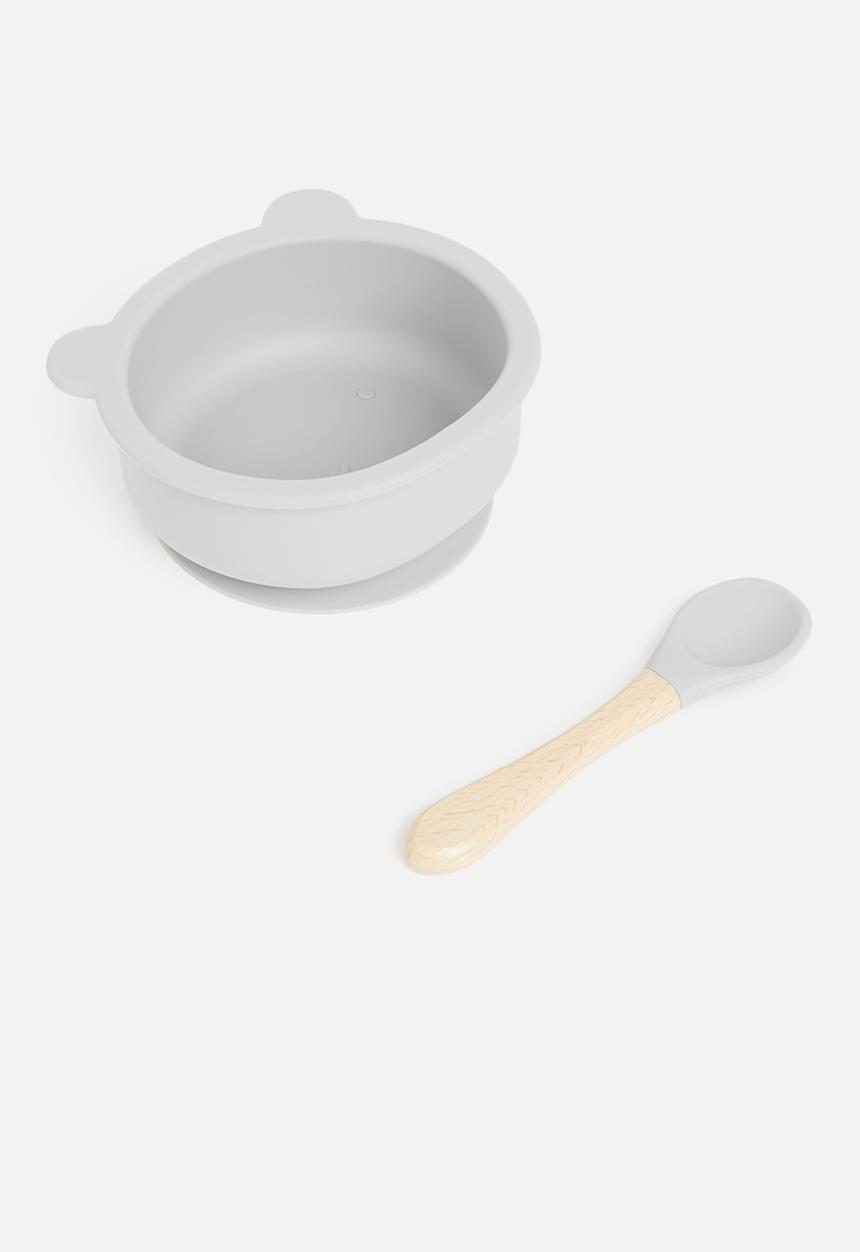 Sixth Floor - Baby bear silicone suction bowl with spoon - grey