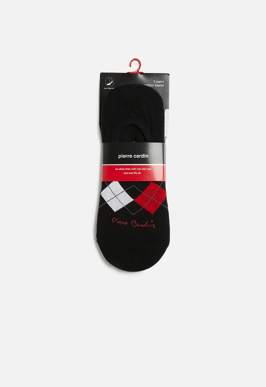 Pierre Cardin - Argyle no show sock - black & charcoal