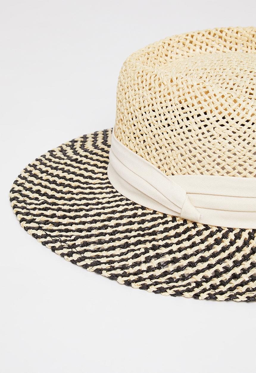 edit - Martina straw hat - neutral & black