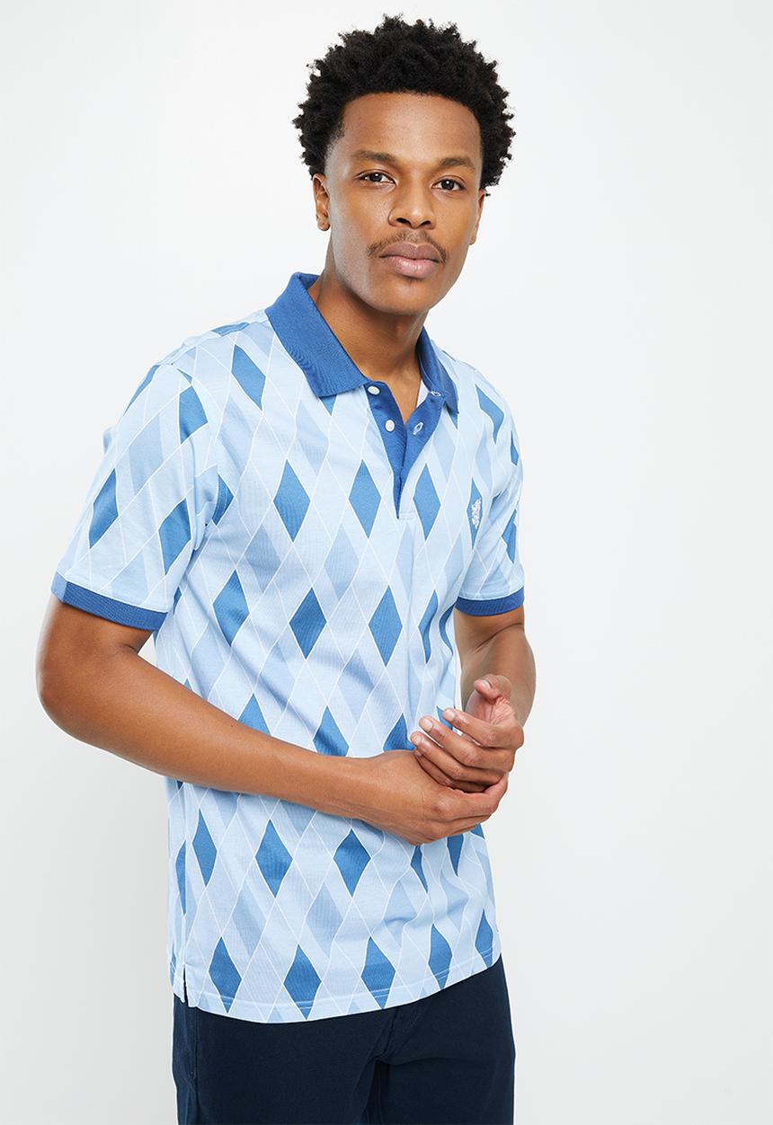 Pringle of Scotland - Mercerised short sleeve golfer - blue