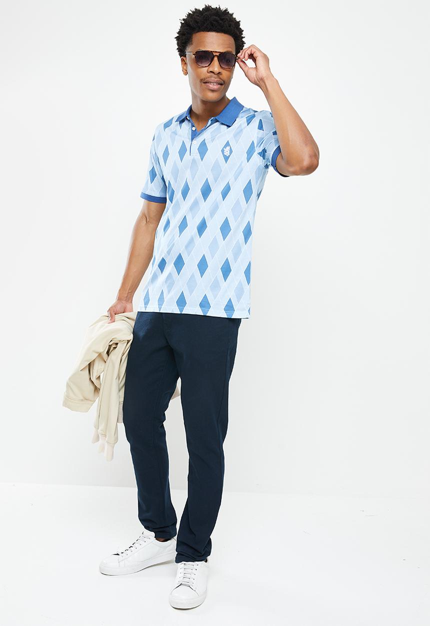 Pringle of Scotland - Mercerised short sleeve golfer - blue