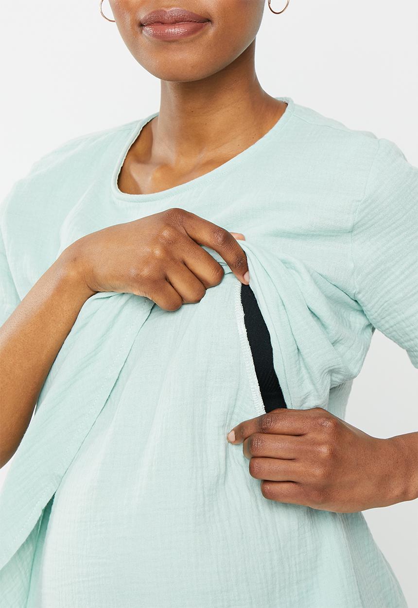 edit Maternity - Maternity textured nursing blouse - sage