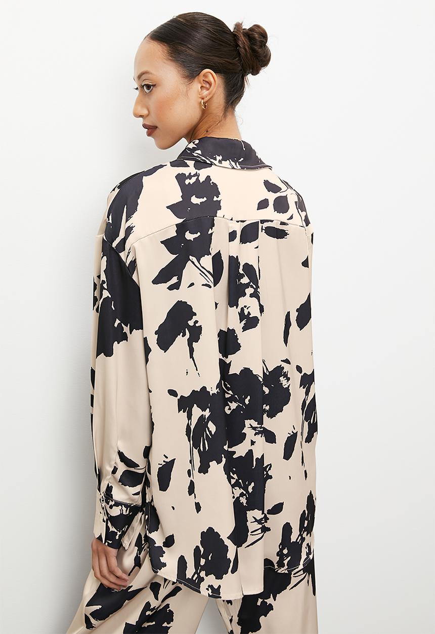 VELVET - Co ord button through luxe shirt blouse - floral print