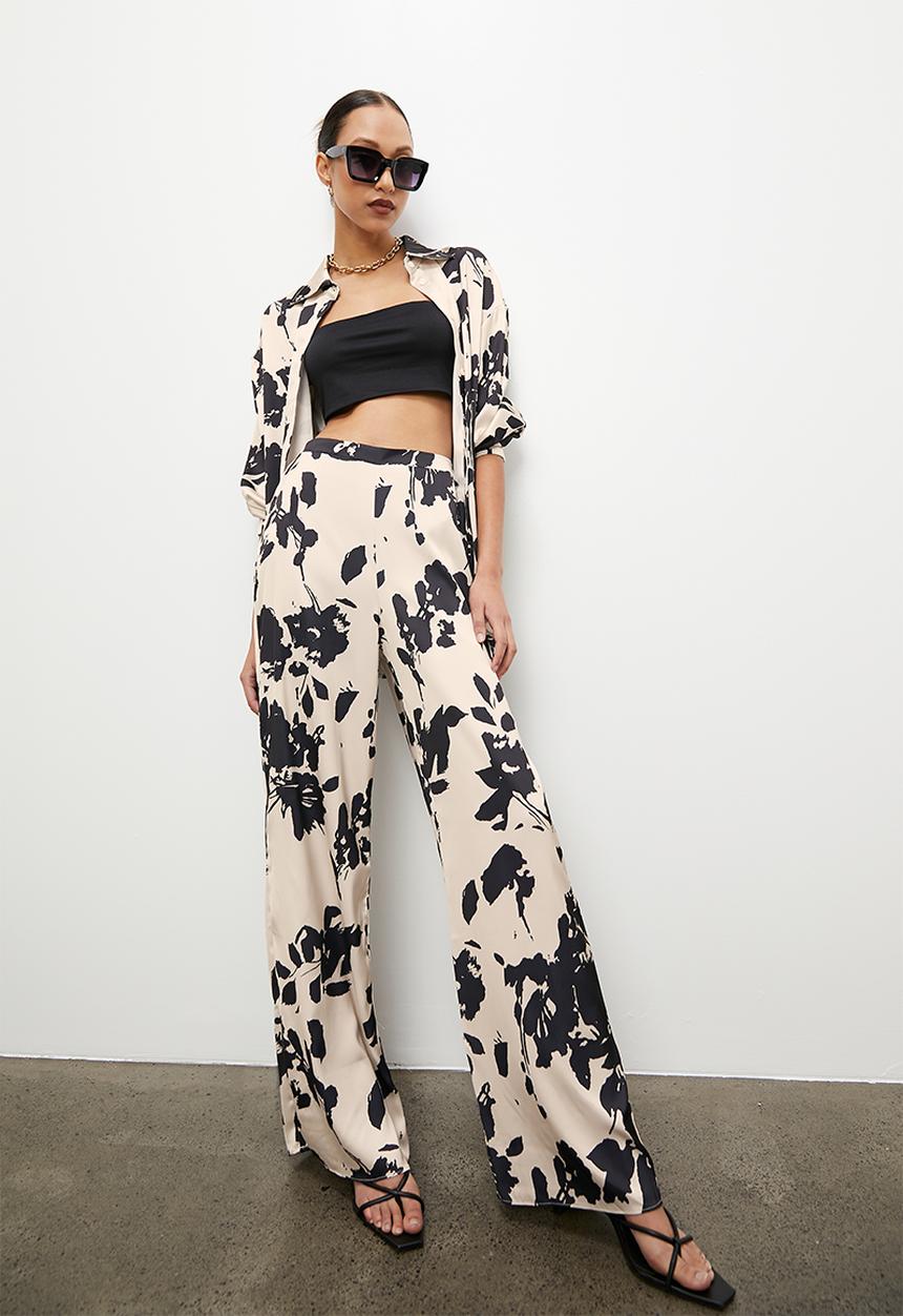 VELVET - Co ord button through luxe shirt blouse - floral print