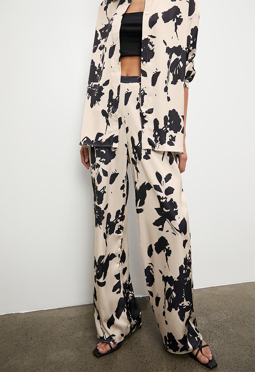 VELVET - Co ord printed flat front pull on wide - floral print