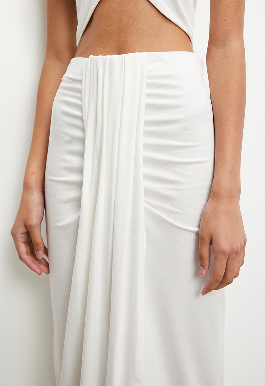 VELVET - Co ord knit overlay sarong maxi - winter white