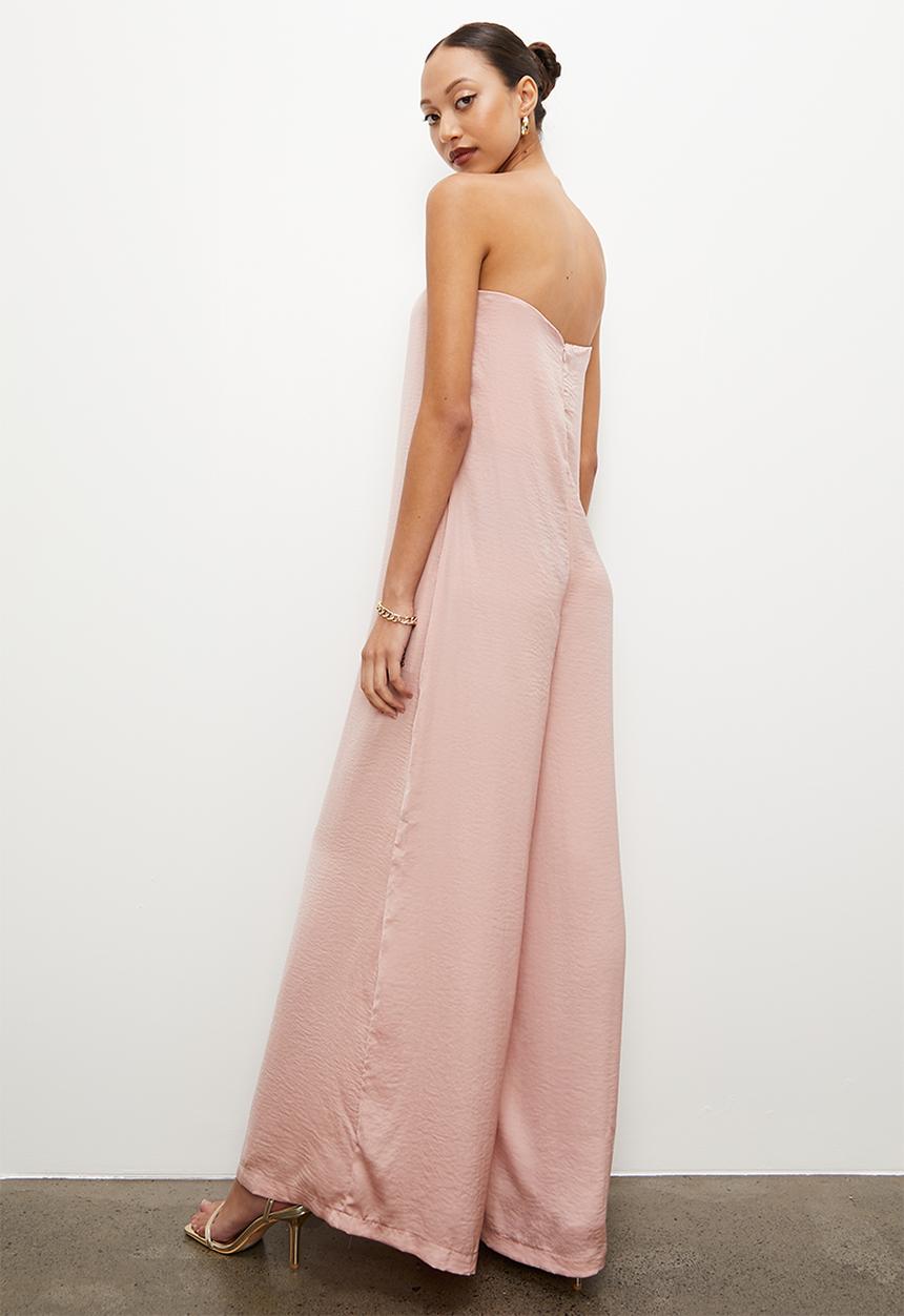 VELVET - Satin bandeau palazzo jumpsuit - neutral