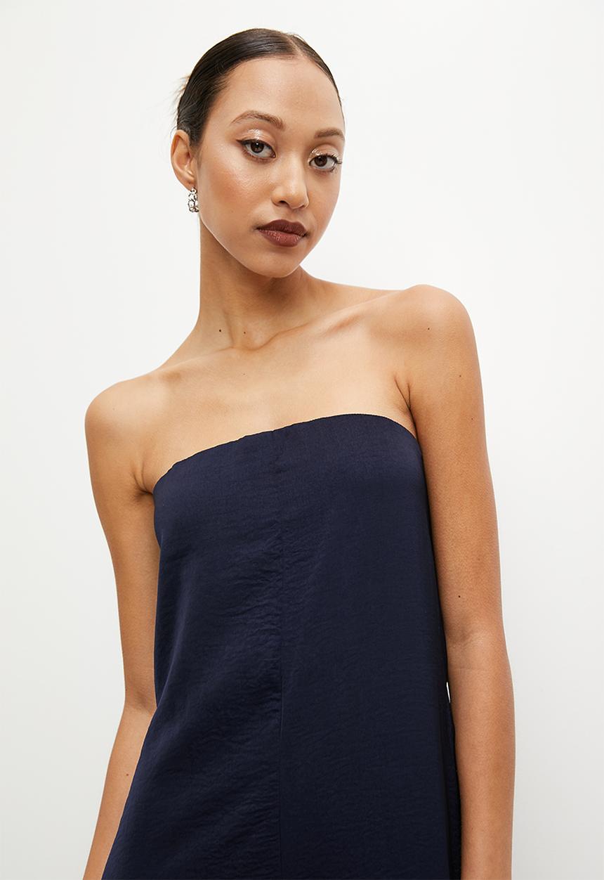 VELVET - Satin bandeau palazzo jumpsuit - navy