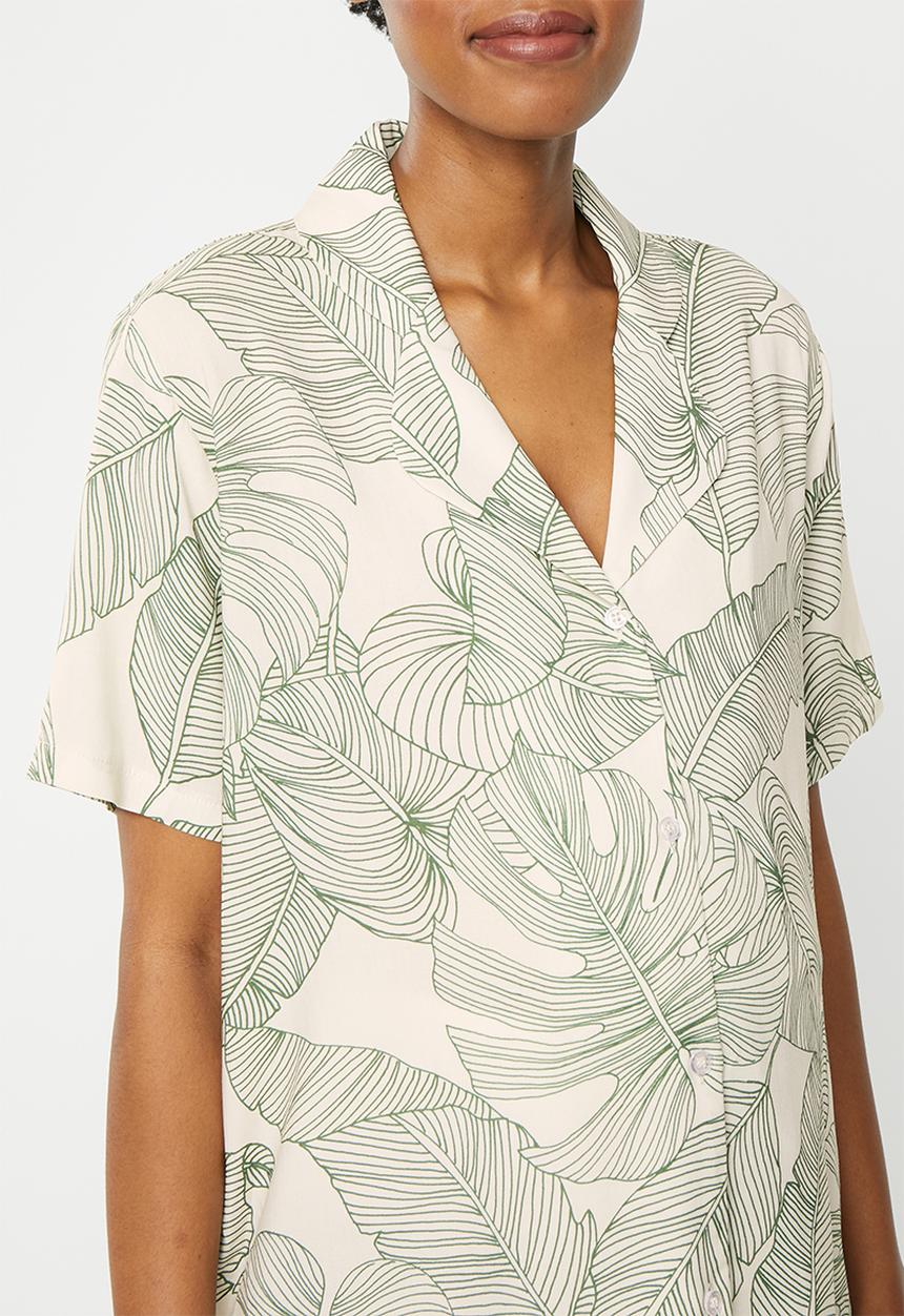 Superbalist - Maternity woven button down sleep set - stone & green