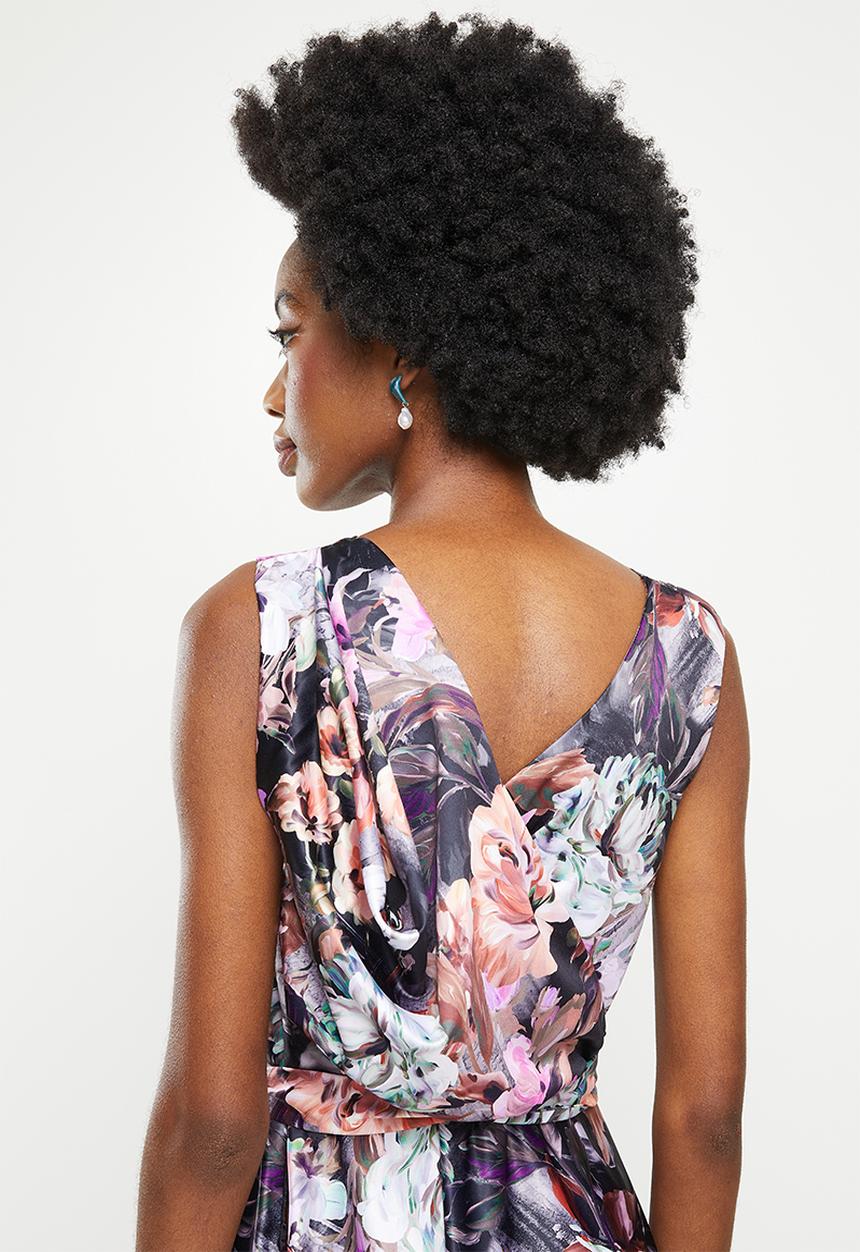 AMANDA LAIRD CHERRY - Stamford dress - black, rust & lilac floral