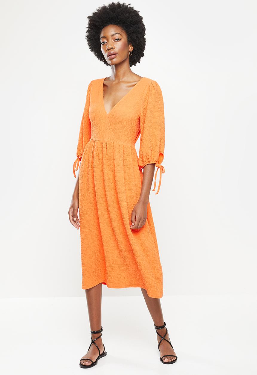 Me&B - Wrap back detail sack dress - orange