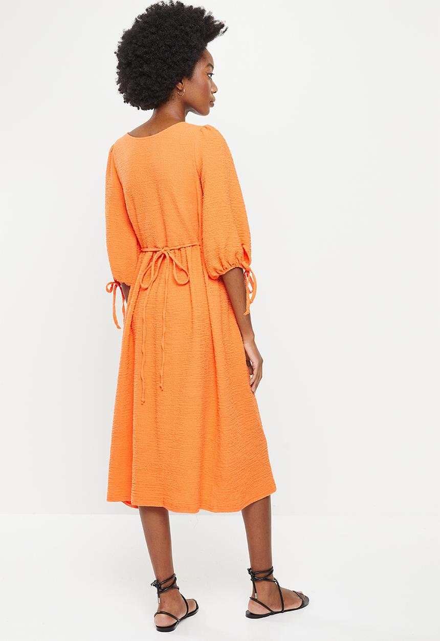 Me&B - Wrap back detail sack dress - orange