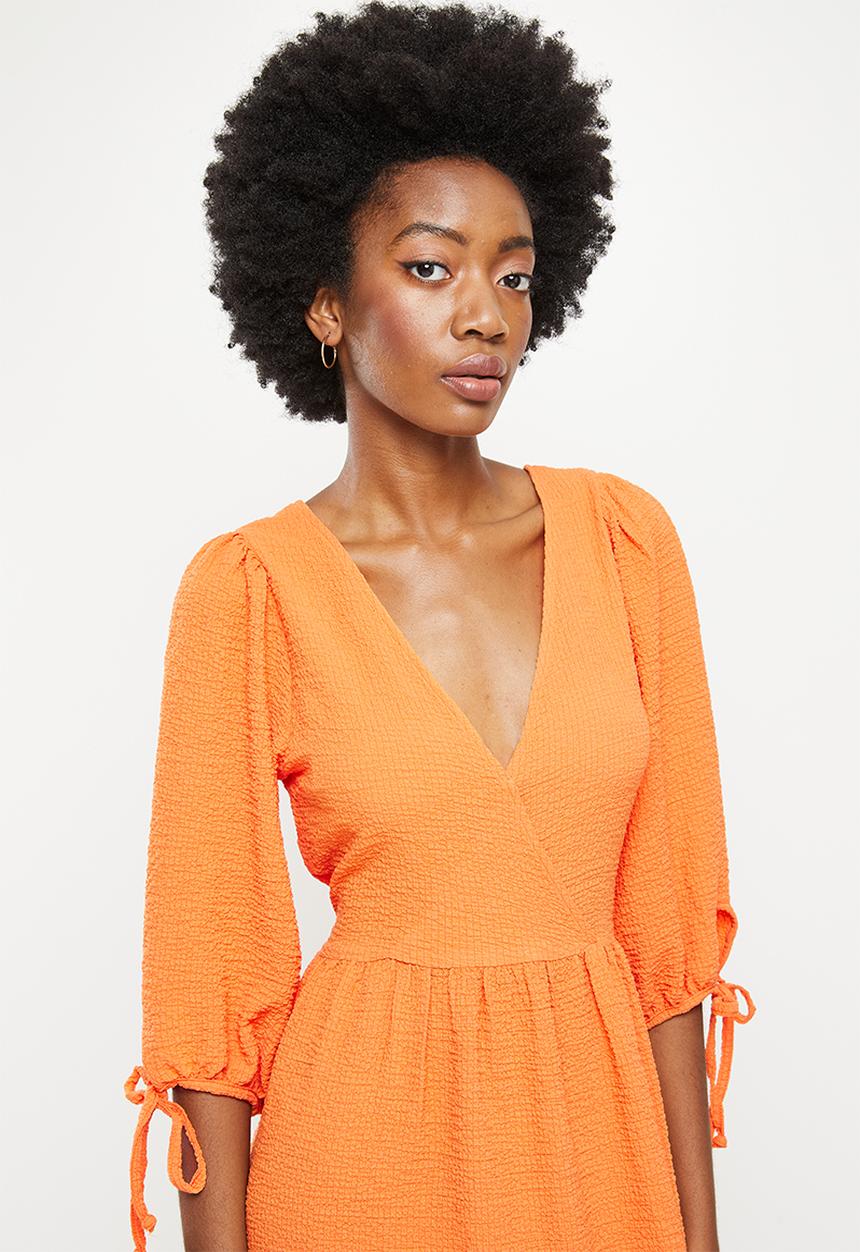 Me&B - Wrap back detail sack dress - orange