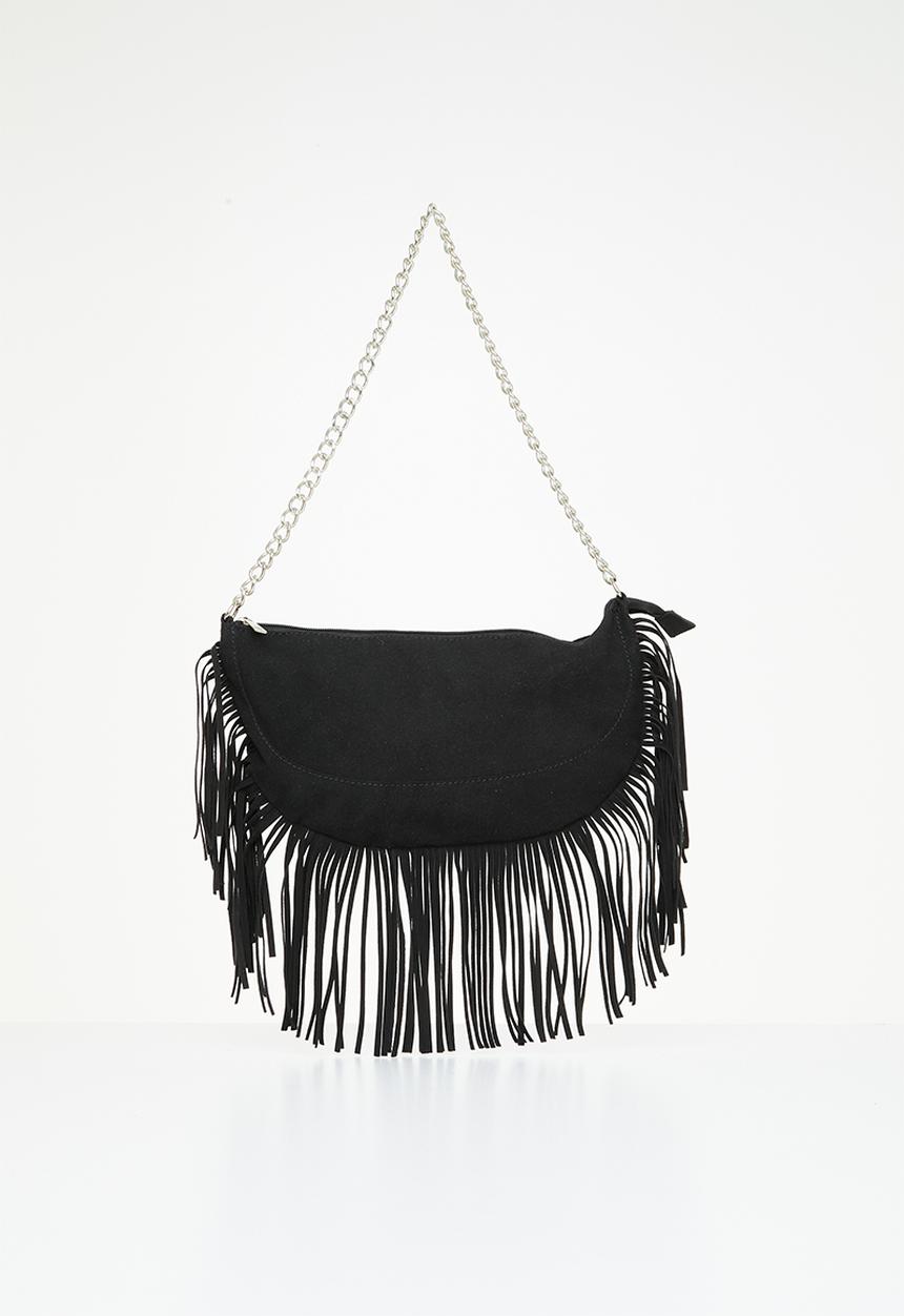 Superbalist - Liz fringe shoulder bag - black