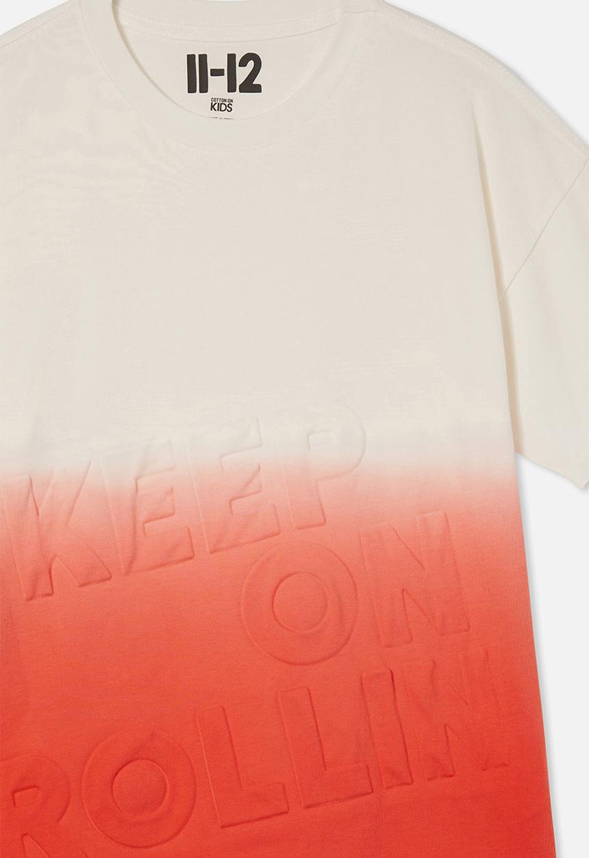 Cotton On - Sami short sleeve  embellished tee-flame red dip dye/keep on rolling stack print
