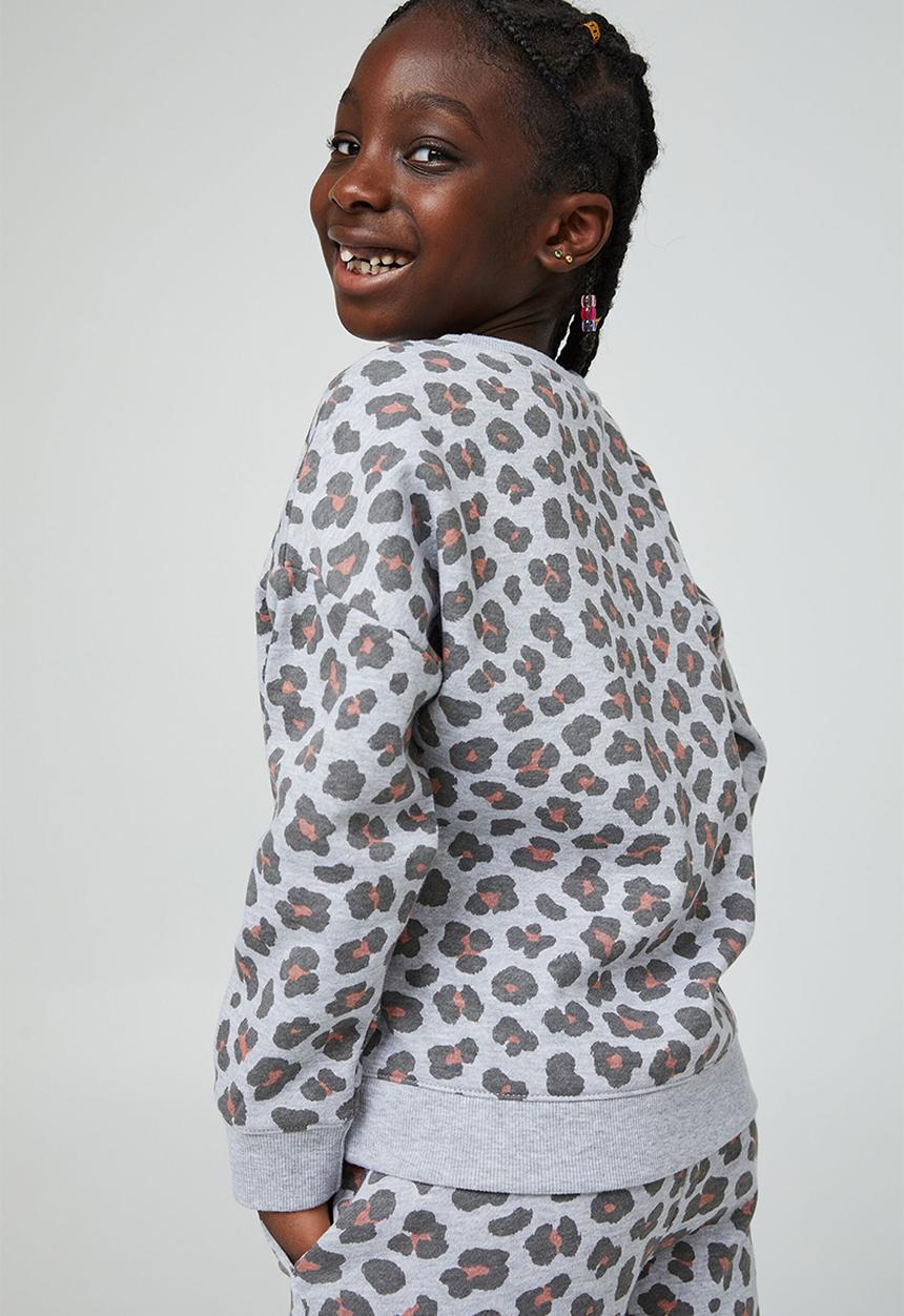 Cotton On - Sage crew-grey marle/dixie leopard