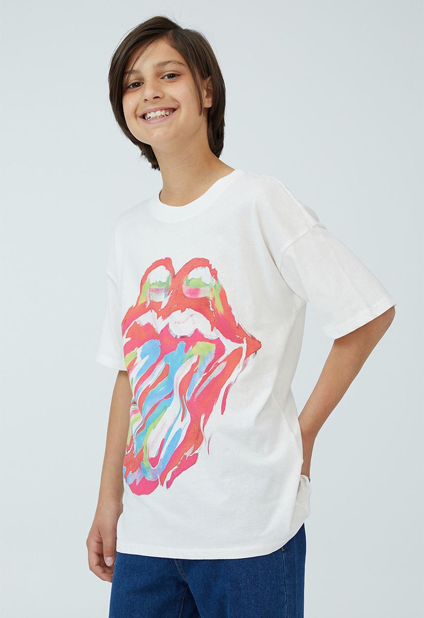 Cotton On - License quinn short sleeve tee - lcn bra vanilla/rolling stones