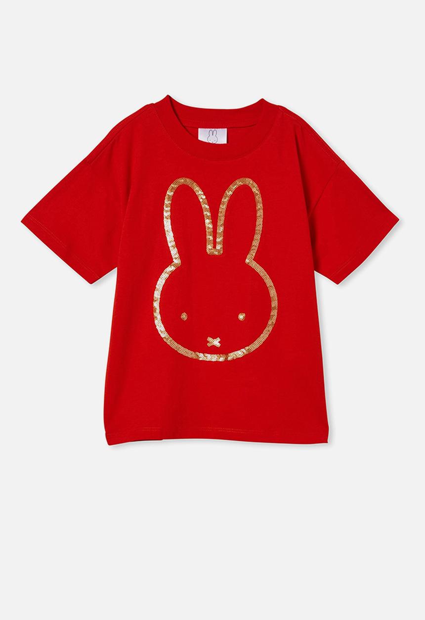 Cotton On - License drop shoulder short sleeve tee - lcn mif miffy/flame red