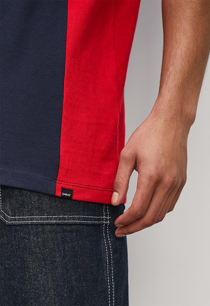 Superbalist - Colourblock side panel regular golfer - navy & red