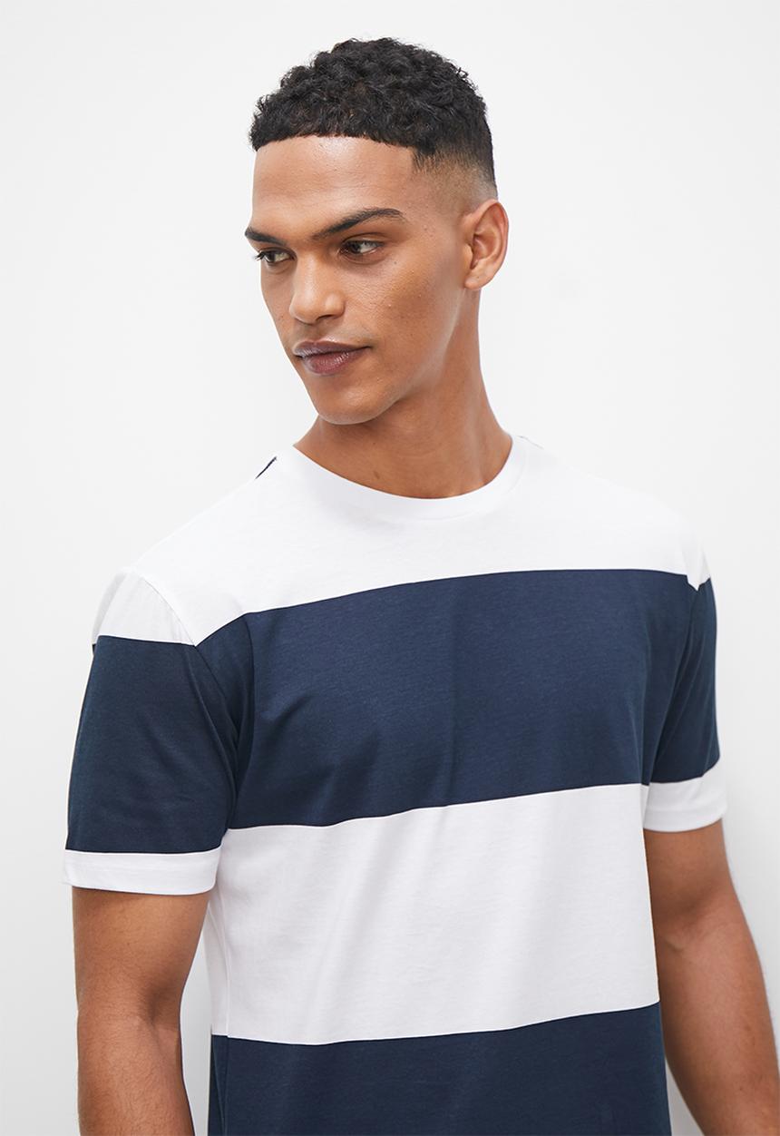 Superbalist - Wide stripe crew tee - navy & white