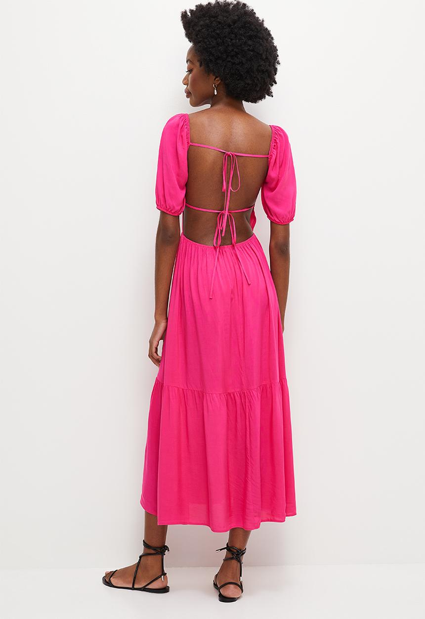 MILLA - Open back detail midi dress - pink