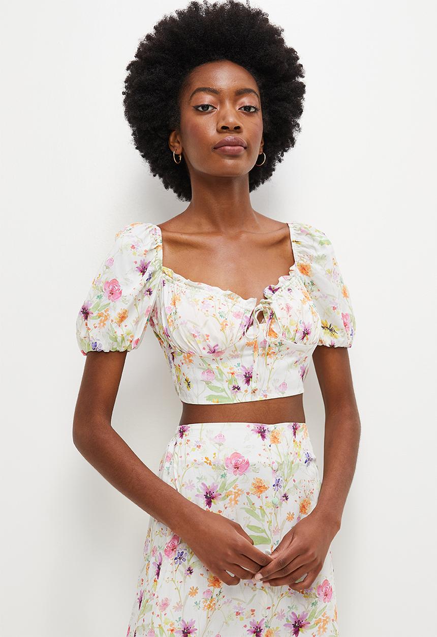 MILLA - Co-ord corset detail blouse - springy floral