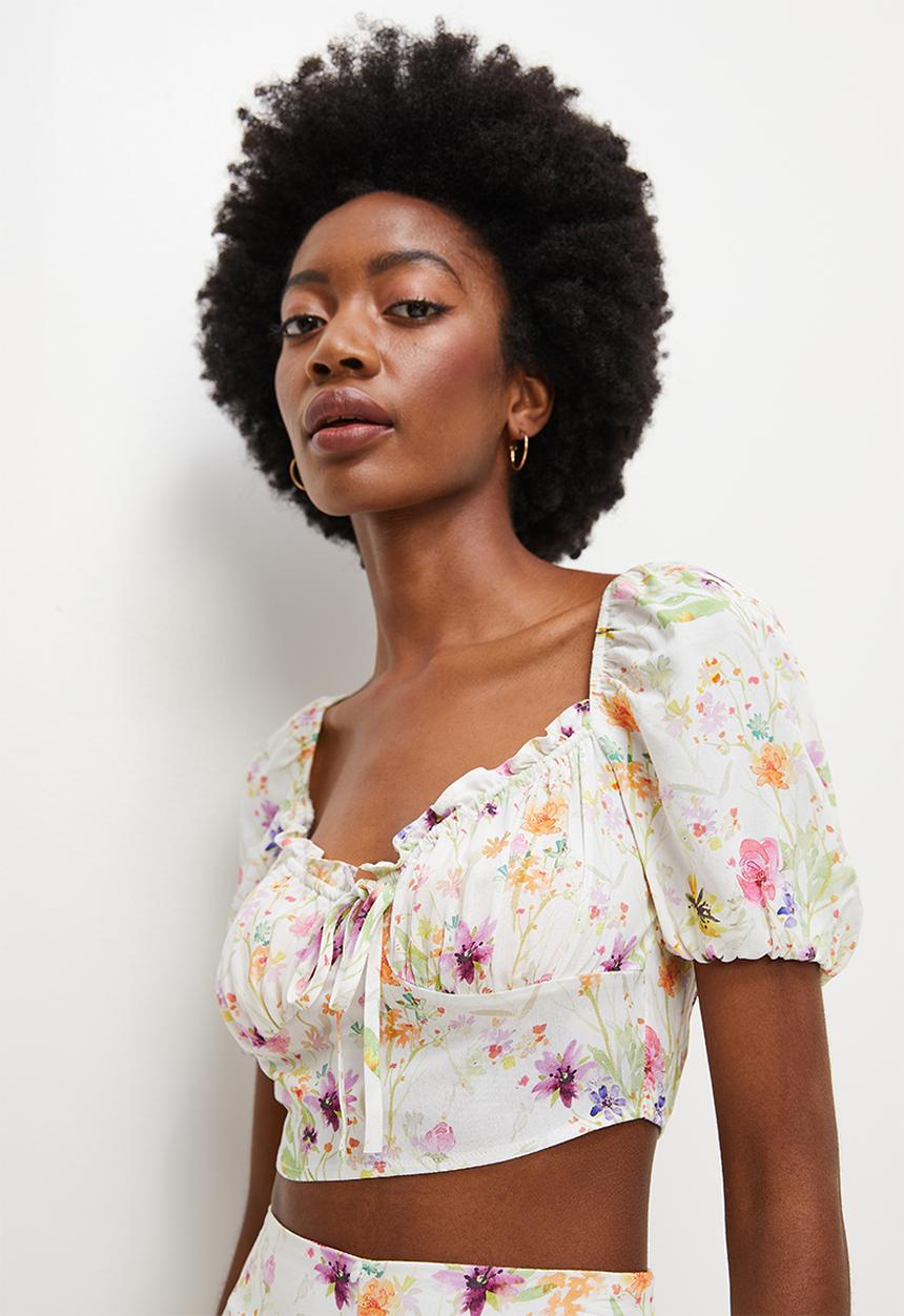 MILLA - Co-ord corset detail blouse - springy floral