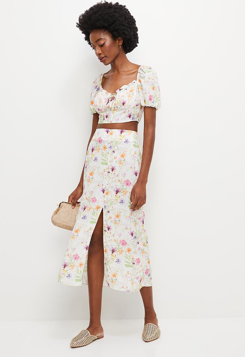 MILLA - Co-ord corset detail blouse - springy floral