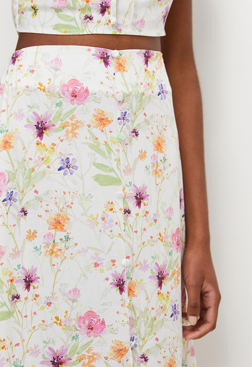 MILLA - Co-ord button detail midi skirt - spring floral