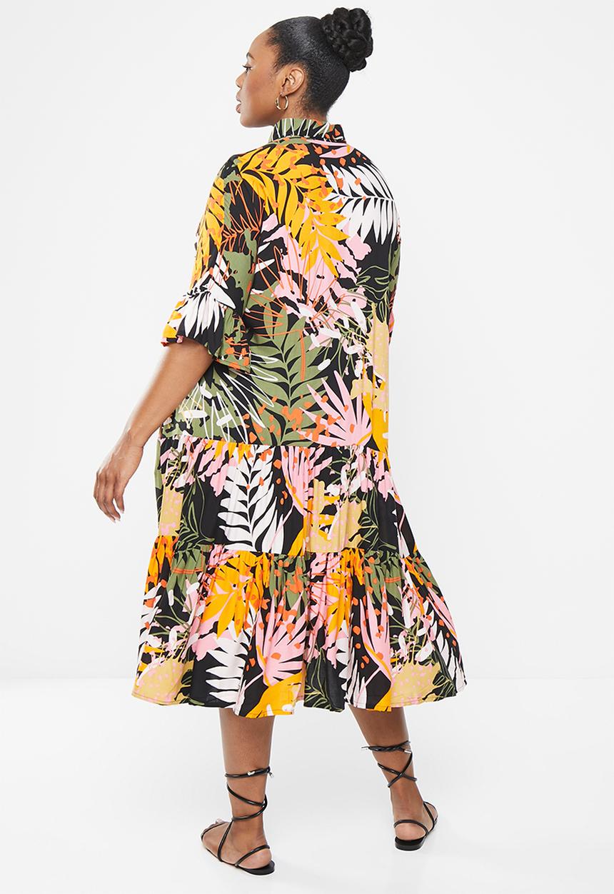 AMANDA LAIRD CHERRY - Plus nhlole dress -  multi-colour abstract leaf
