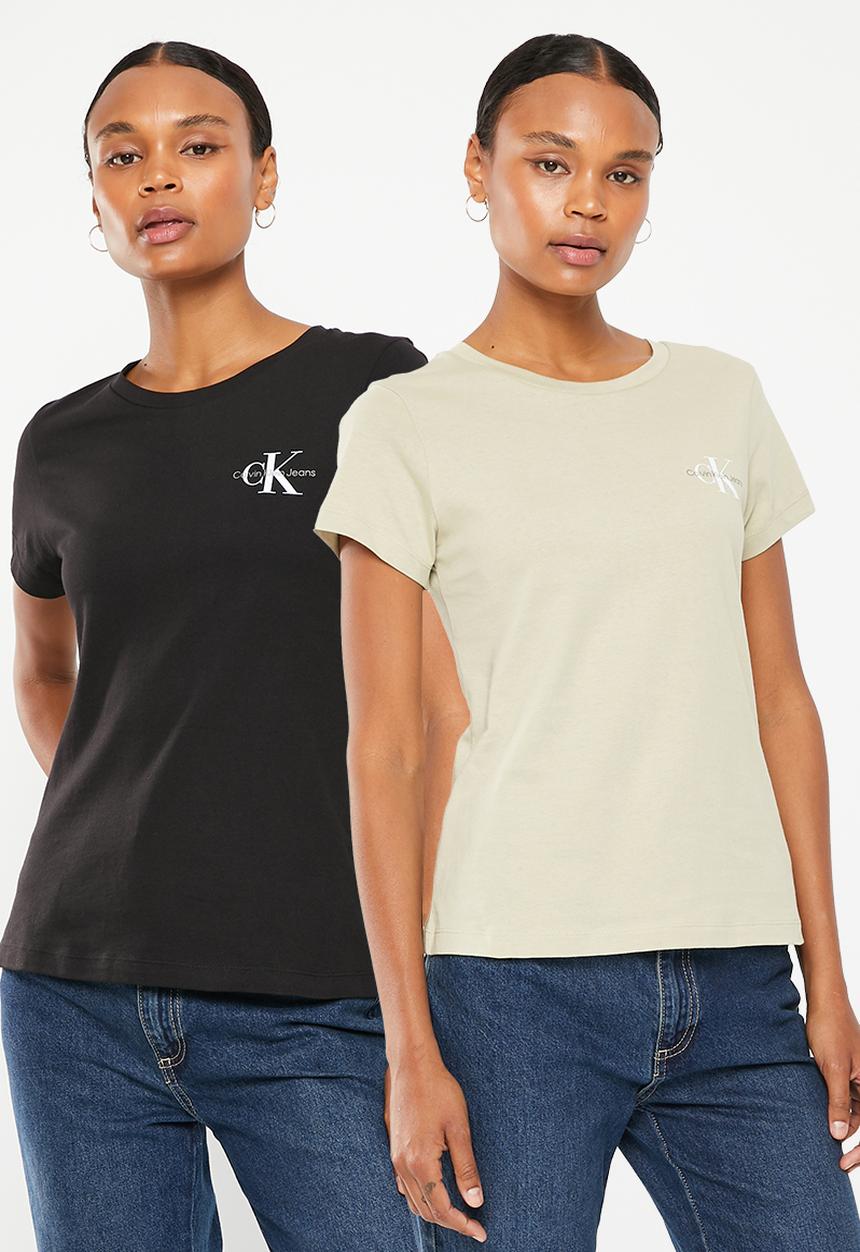 Calvin Klein - Ck short sleeve knit T-shirt 2pack - wheat fields/black