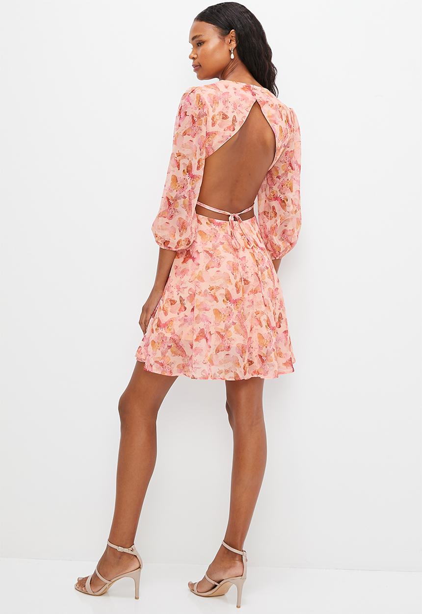 MILLA - Trim inset mini tea dress - pink butterfly