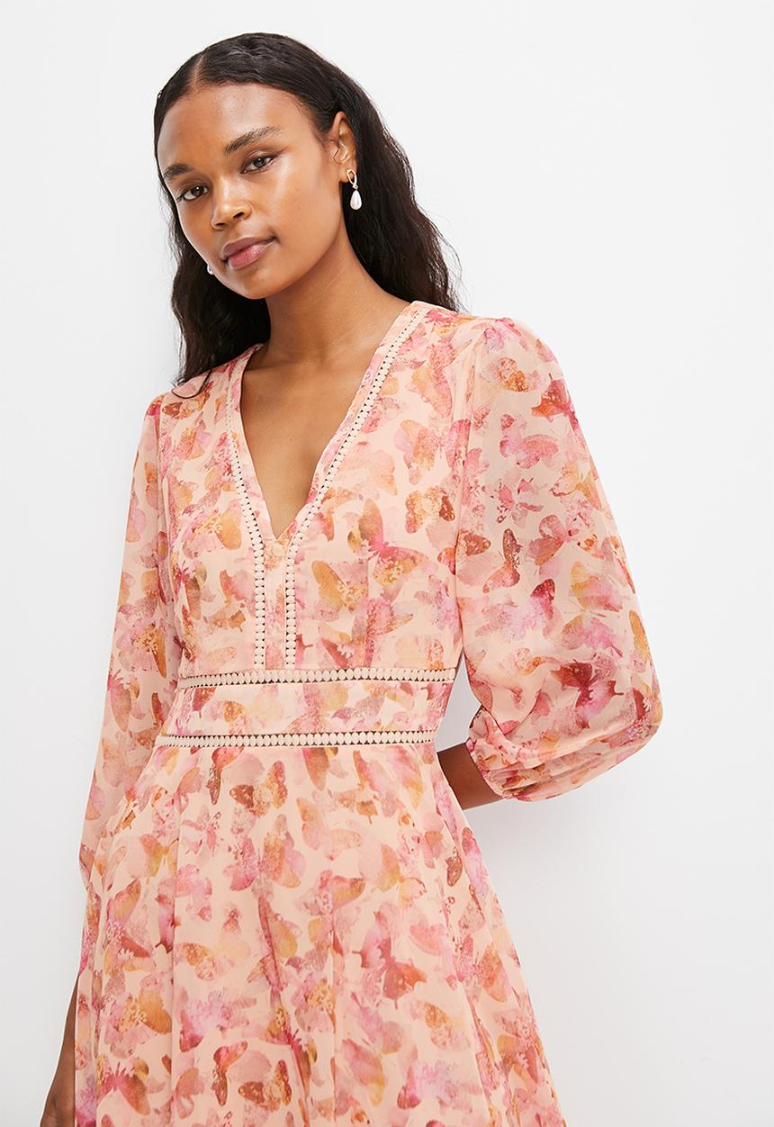 MILLA - Trim inset mini tea dress - pink butterfly