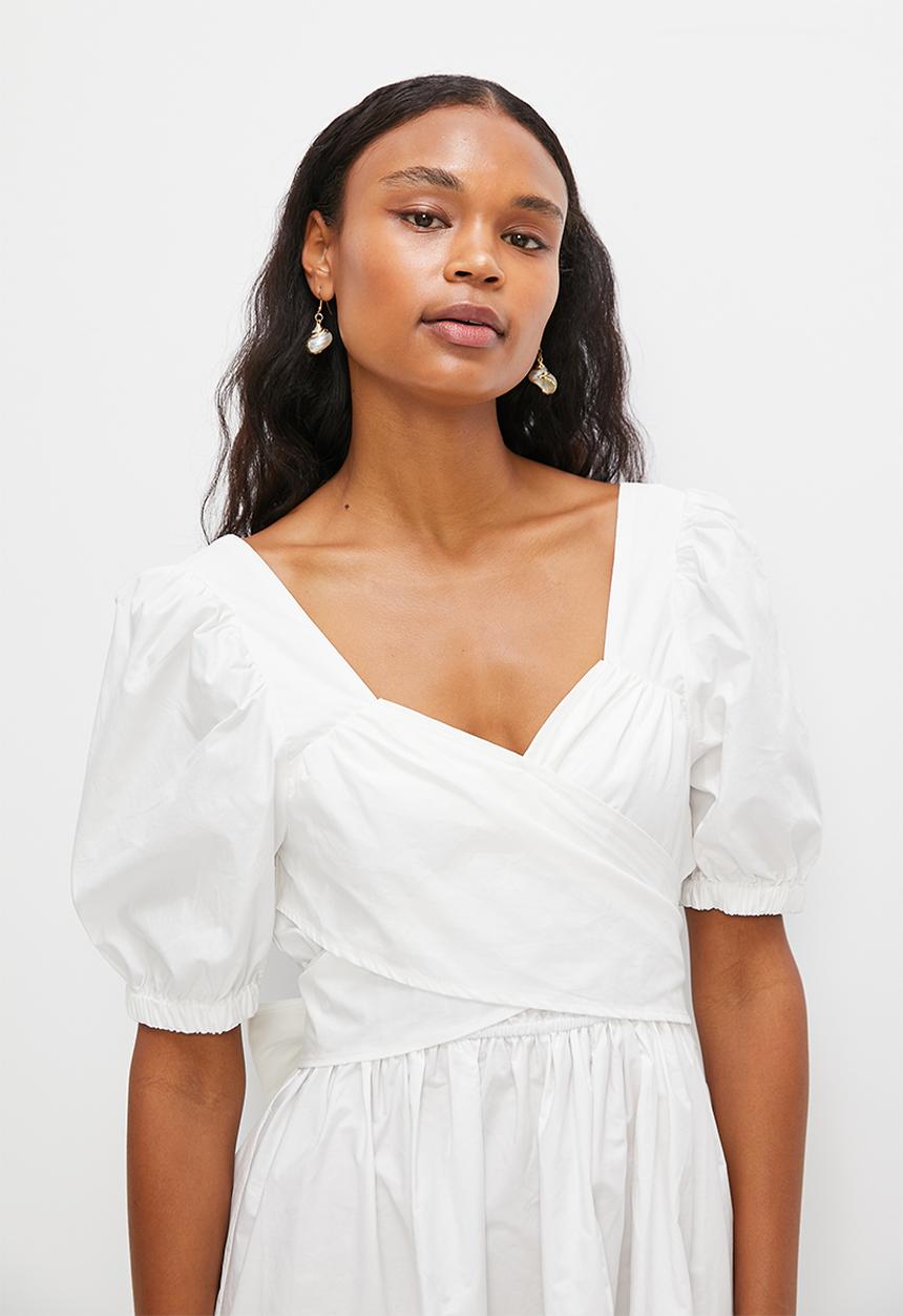 MILLA - Wrap front anglaise mini dress - ivory