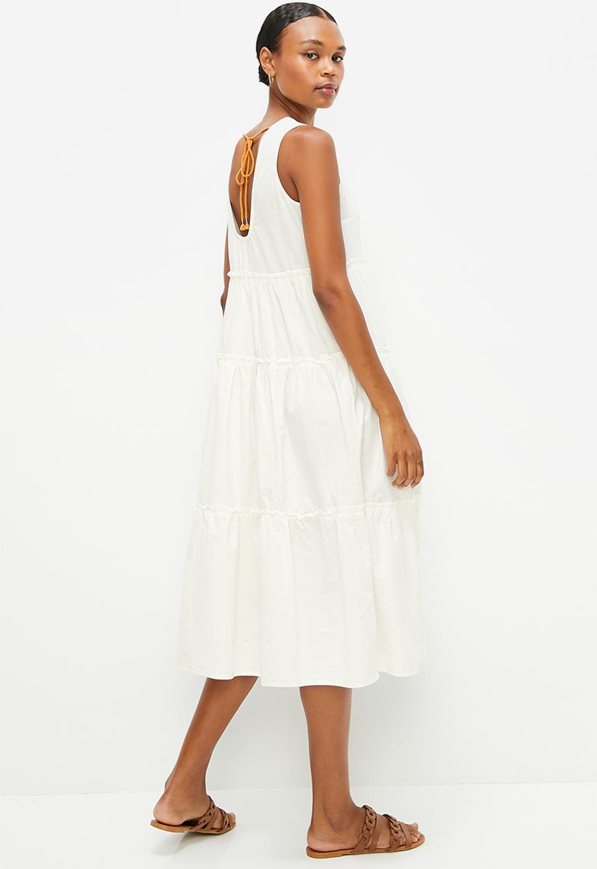edit - Tiered poplin a-line maxi - milk