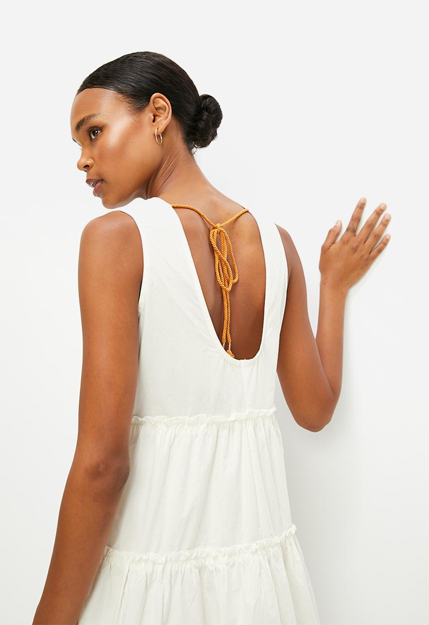 edit - Tiered poplin a-line maxi - milk