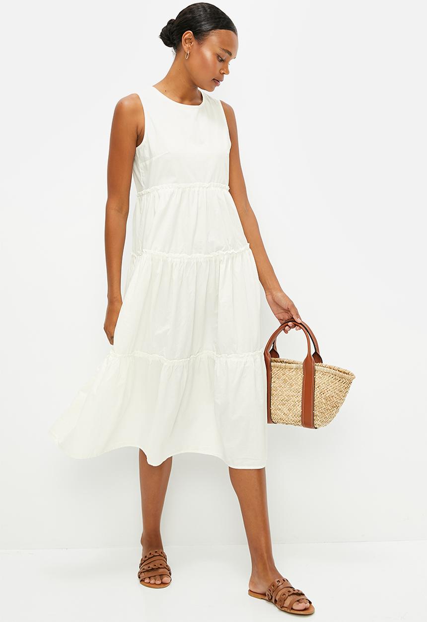 edit - Tiered poplin a-line maxi - milk