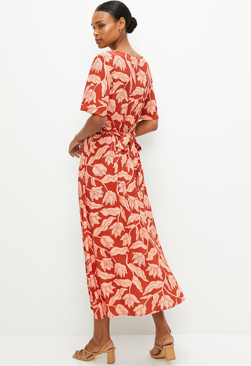 edit - flutter deep vneck maxi dress - dark teal