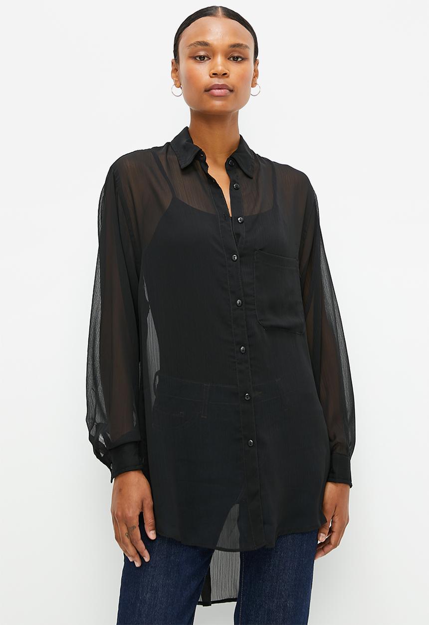 edit - Sheer crinkle shirt - black