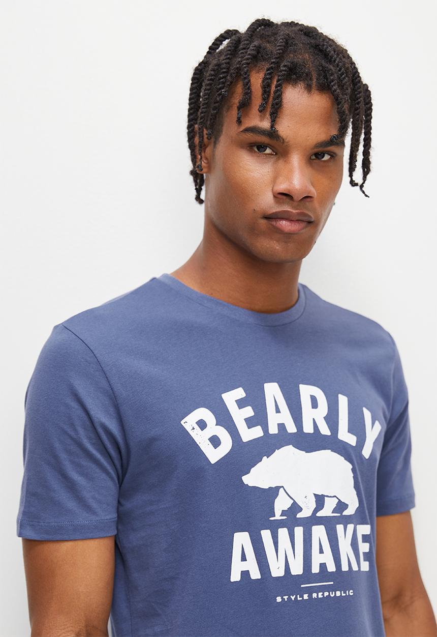 STYLE REPUBLIC - Slogan sleep tee night time - blue