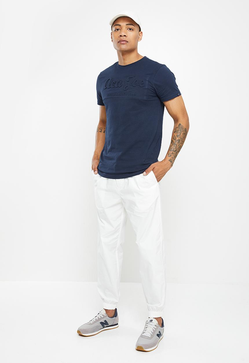 Aca Joe - Aca joe embossing on centre front short sleeve crew tee - dress blue