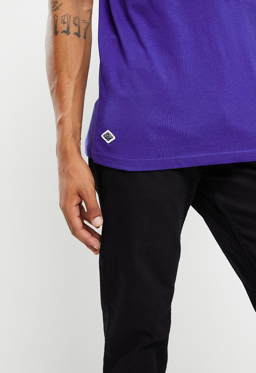 Aca Joe - Aca joe embossed & printed short sleeve crew tee - clemantis blue