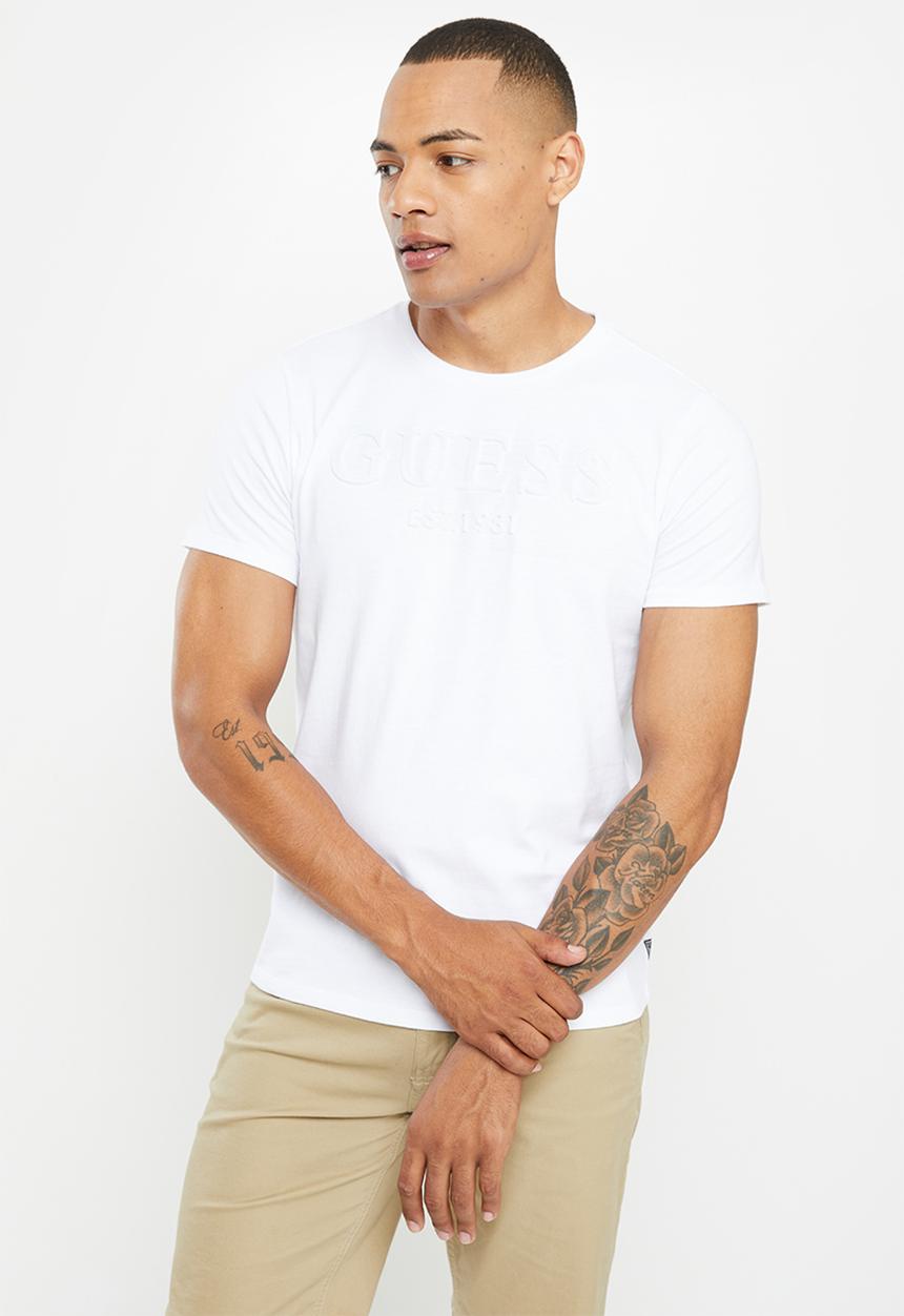 GUESS - Short sleeve guess la embossed tee - pure white