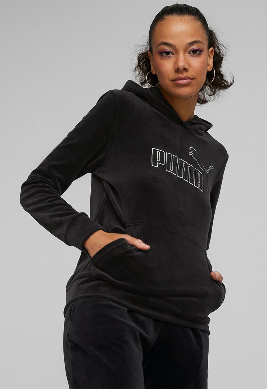 PUMA - Ess+ velour hoodie - puma black