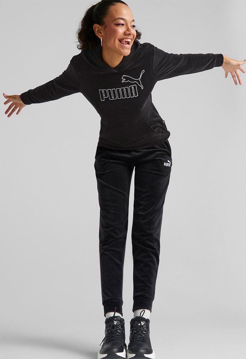 PUMA - Ess+ velour hoodie - puma black