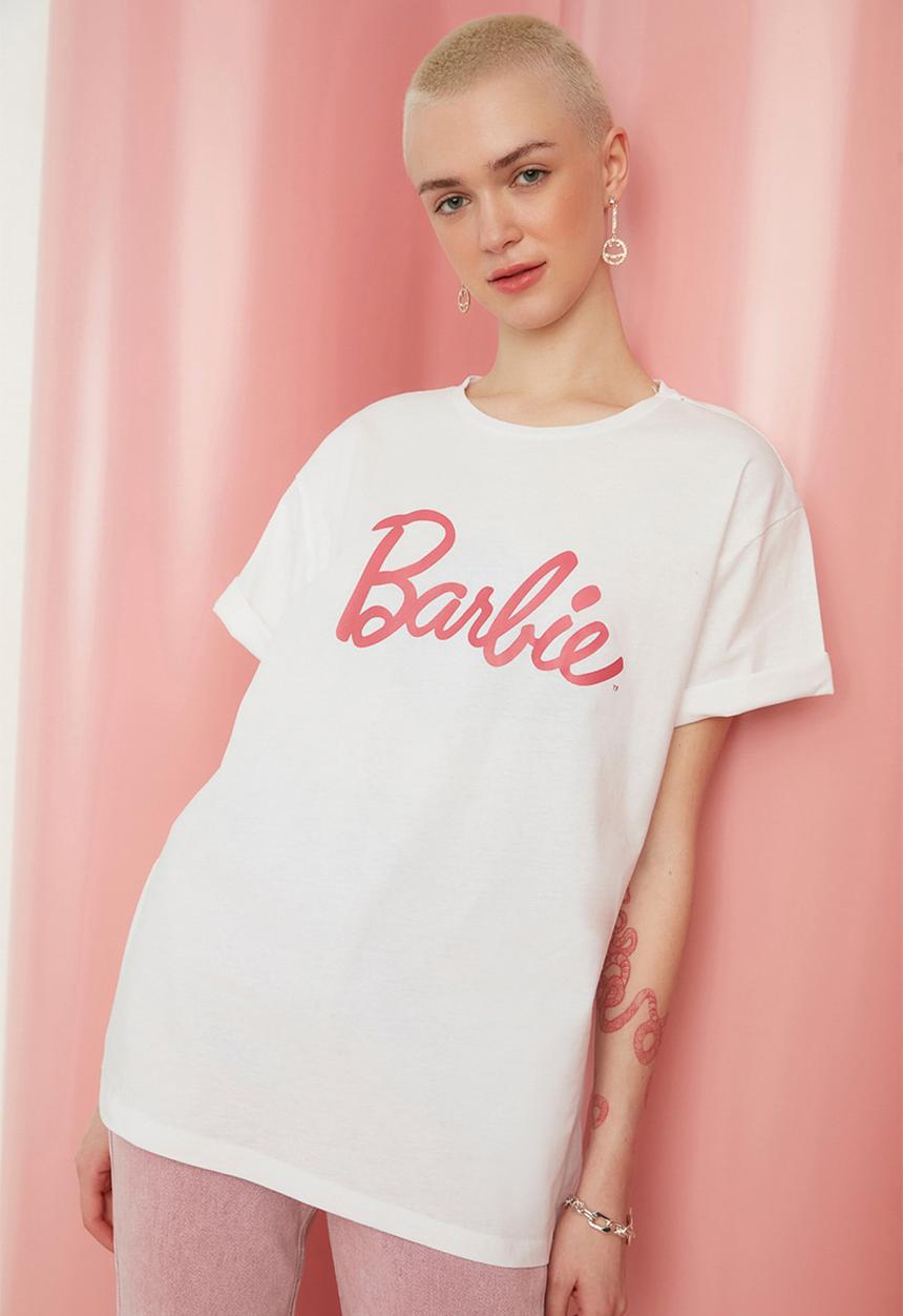 Trendyol - Barbie boyfriend T-shirt - white