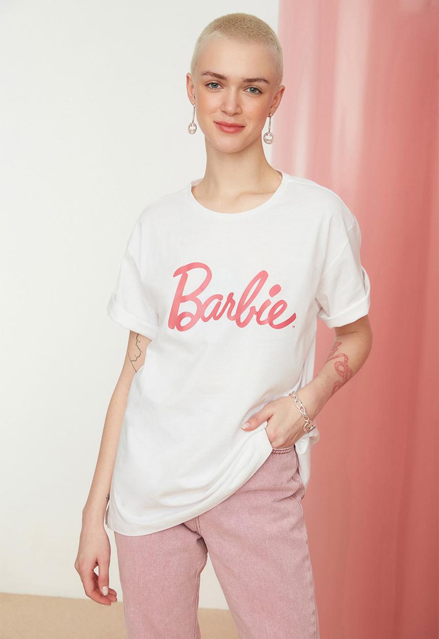 Trendyol - Barbie boyfriend T-shirt - white