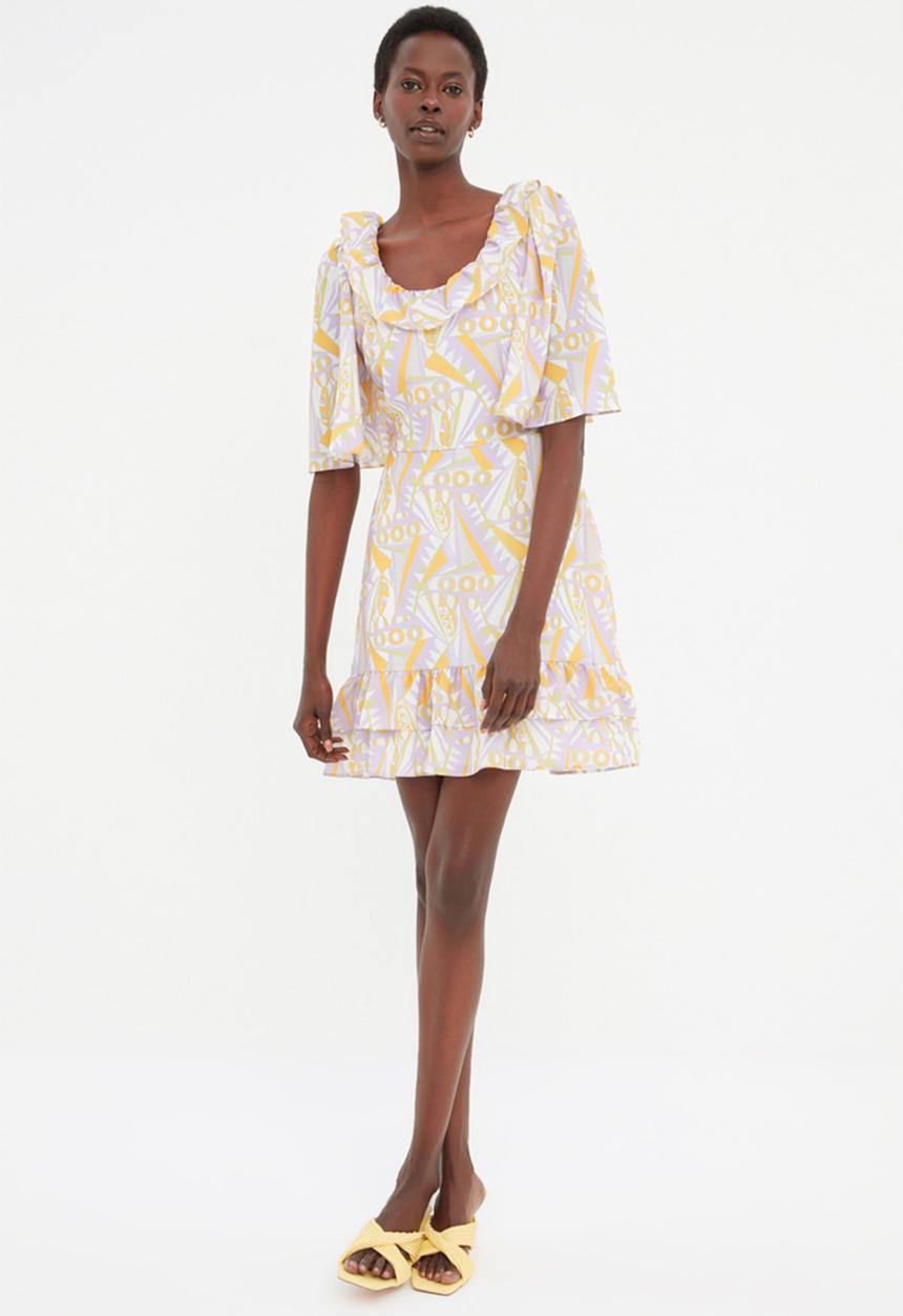 Trendyol - Print ruffle hem dress - multi